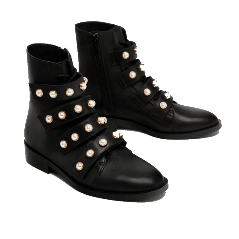 Zara pearl combat boots
